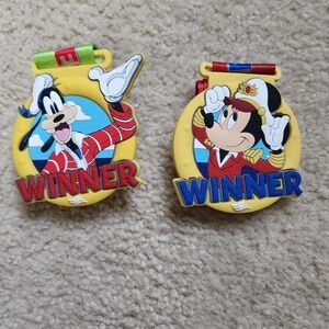 Set of two (2) Disney Cruise Line DCL Trivia Winner Medals Goofy & Minnie Mouse
